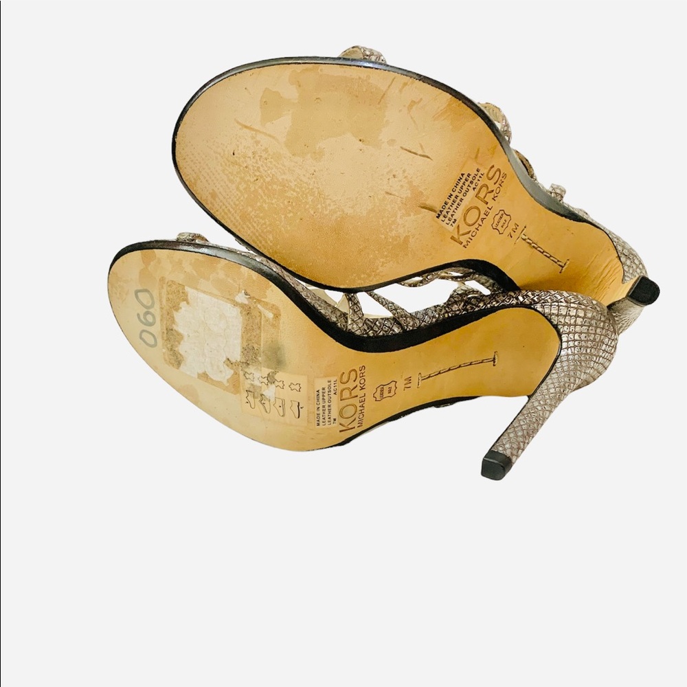 Micheal Kors Metallic Ankle Strap Heels - Picture 5 of 6